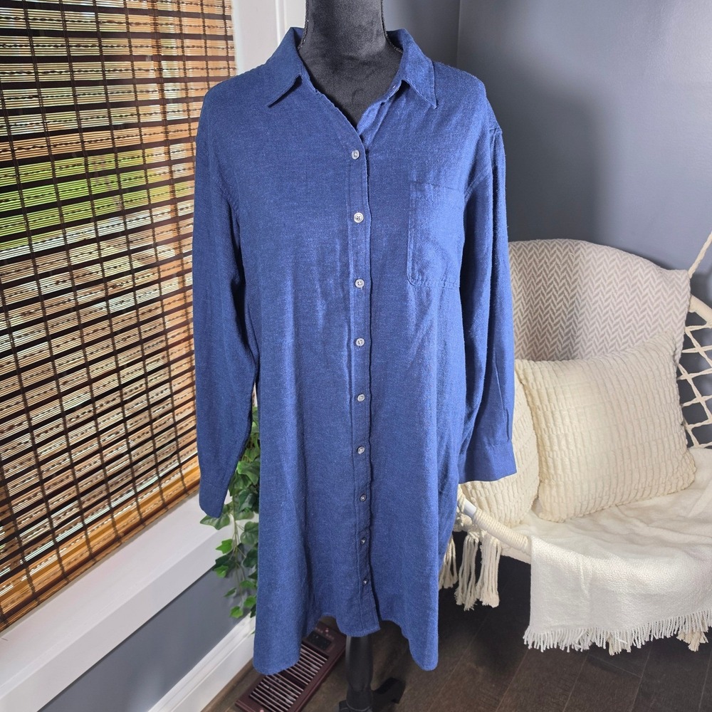 Banana Republic Navy Blue Linen Blend Shirt Dress Large NWT Classic Coastal